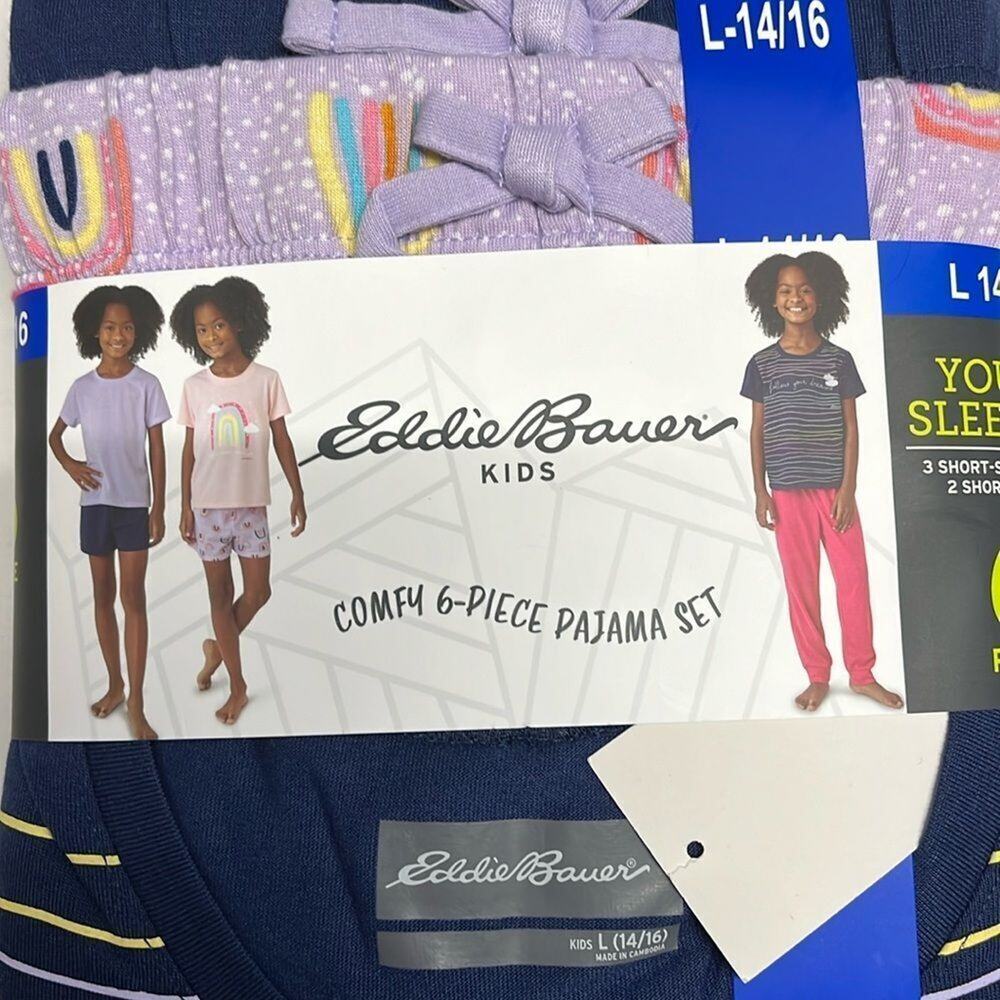 Eddie Bauer Comfy 6-piece Cozy Pajama Set Girls Size L (14-16)